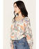 Image #2 - Flying Tomato Women's Floral Long Sleeve Peasant Top, Ivory, hi-res