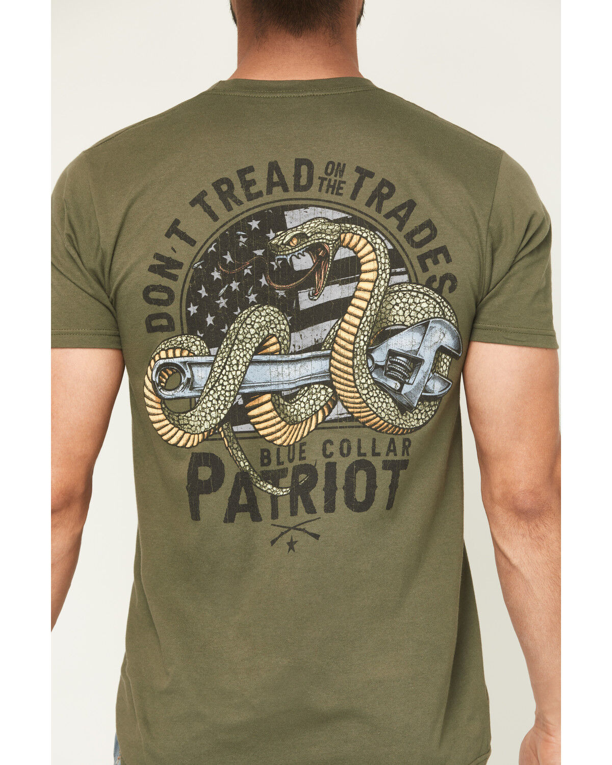 Image #1 - Howitzer Men's Don't Tread Trades Short Sleeve Graphic T-Shirt, Olive, hi-res