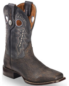 Dan Post Men's Badlands Distressed Leather Cowboy Boots - Square Toe , Black, hi-res