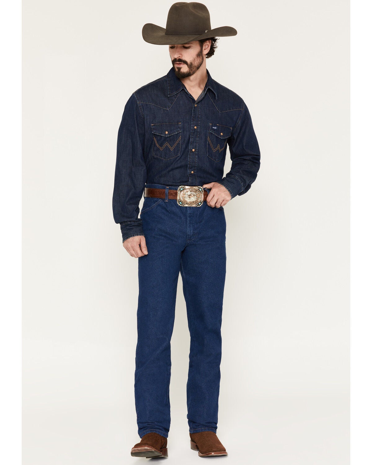 Image #1 - Wrangler 936 Cowboy Cut Slim Fit Prewashed Jeans, Indigo, hi-res