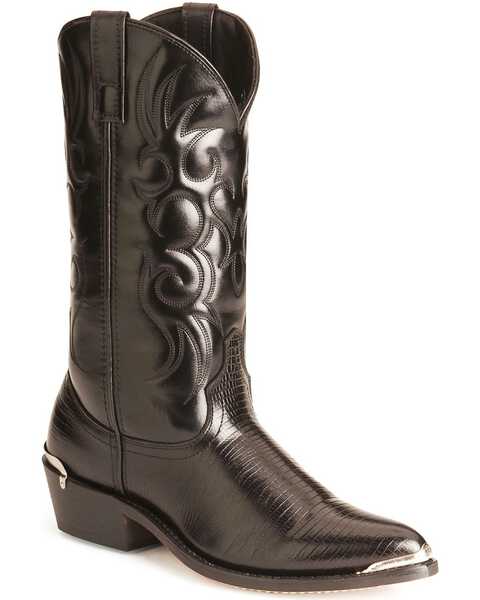Image #1 - Laredo Men's Lizard Print Western Boots - Pointed Toe, Black, hi-res