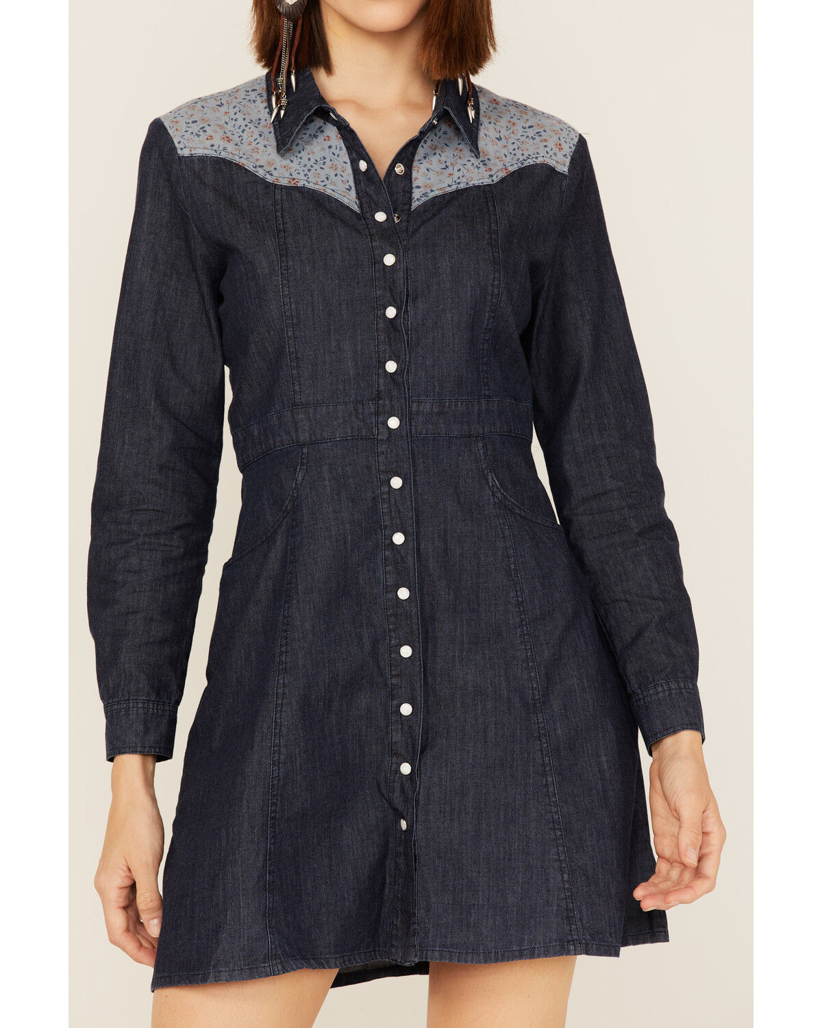 Image #3 - Maggie Sweet Women's Remedios Long Sleeve Western Mini Dress, Blue, hi-res