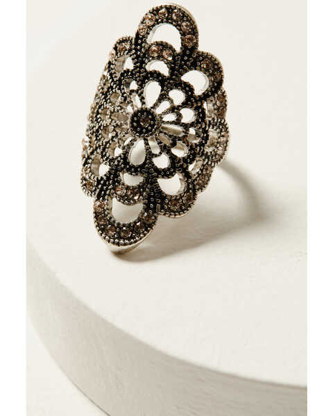 Image #2 - Shyanne Women's Champagne Chateau Filigree Statement Ring, Silver, hi-res