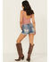 Image #1 - Miss Me Women's Medium Wash Mid Rise Rolled Hem Denim Shorts, Medium Wash, hi-res
