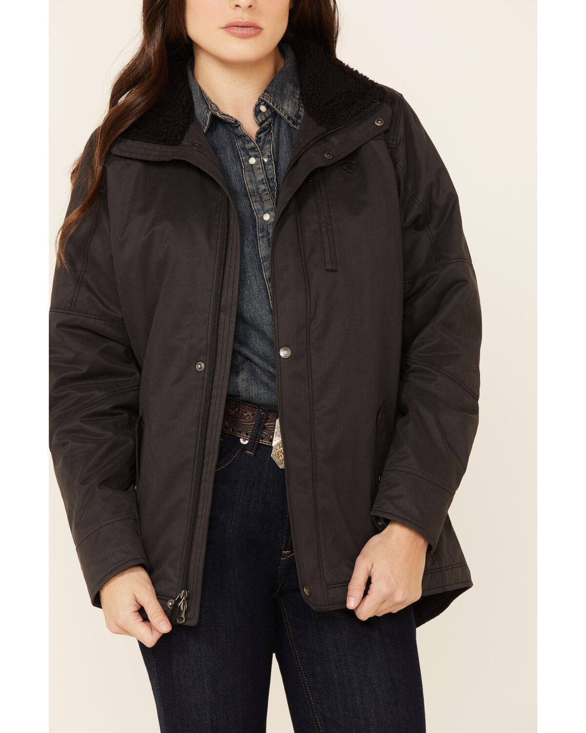 Image #2 - Ariat Women's Solid Grizzly Poly-Fill Canvas Jacket, Charcoal, hi-res