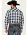 Image #4 - Ely Walker Men's Plaid Print Long Sleeve Pearl Snap Western Shirt, Navy, hi-res