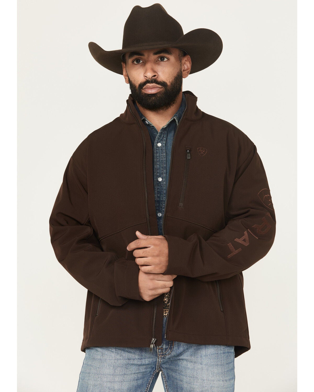 Ariat Men's Solid Concealed Carry Softshell Jacket, Chocolate, hi-res