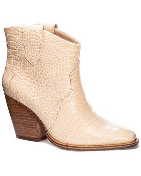 Image #1 - Chinese Laundry Women's Bonnie Croc Print Fashion Booties - Pointed Toe, Cream, hi-res