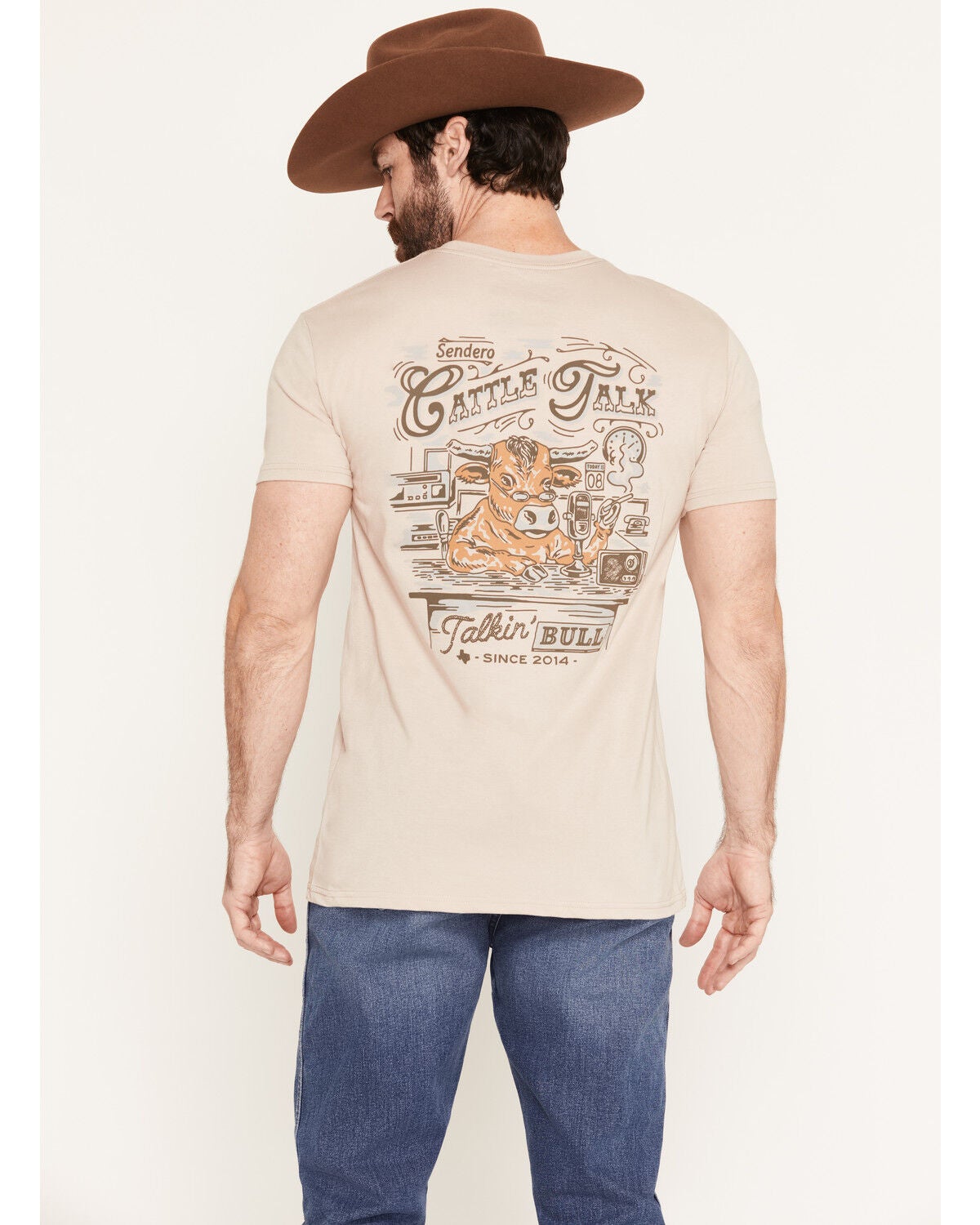 Sendero Provisions Men's Talkin' Bull Short Sleeve Graphic T-Shirt, Sand, hi-res
