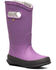 Image #1 - Bogs Girls' Solid Plush Rain Boots - Round Toe, Purple, hi-res