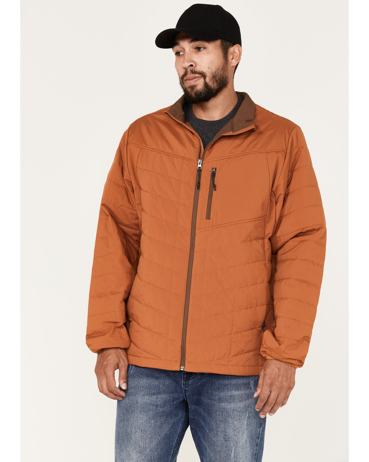 Brothers and Sons Men's Performance Lightweight Puffer Packable Jacket, Orange, hi-res