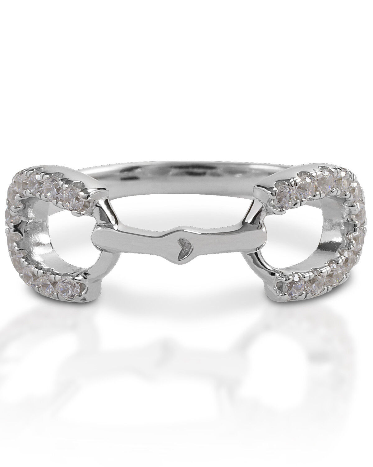 Image #1 - Kelly Herd Women's Clear Stones Horseshoe Bit Ring, Silver, hi-res