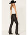 Image #3 - Rock & Roll Denim Women's Pleather High Rise Bootcut Pants, Black, hi-res