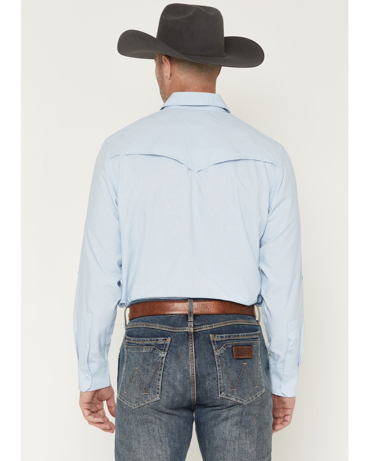 Image #4 - Wrangler ATG Men's Drover Utility Solid Long Sleeve Snap Western Shirt, Blue, hi-res