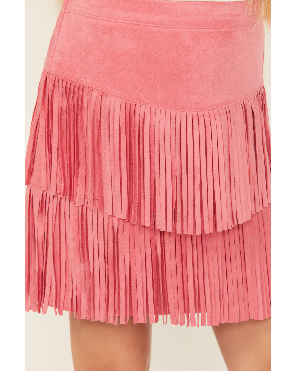 Image #2 - Shyanne Girls' Faux Suede Fringe Skirt, Hot Pink, hi-res