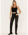Image #1 - Free People Women's High Rise Pacifica Straight Jeans, Black, hi-res