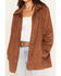 Image #3 - Ariat Women's Ally Long Sleeve Faux Suede Oversized Shacket, Brown, hi-res