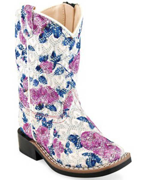 Old West Toddler Girls' Flower Girl Western Boots - Broad Square Toe, Multi, hi-res