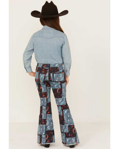 Image #3 - Rock & Roll Denim Girls' Patchwork Print Flare Jeans, Multi, hi-res