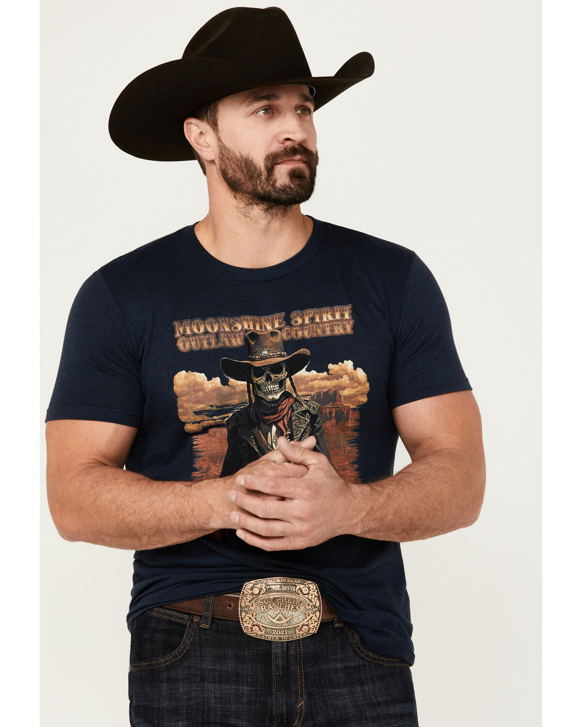 Image #1 - Moonshine Spirit Men's Mountain Short Sleeve Graphic T-Shirt, Dark Blue, hi-res