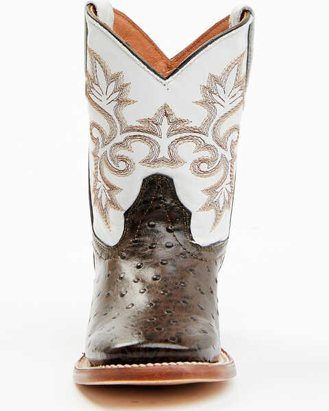 Image #4 - Tanner Mark Boys' Ostrich Print Western Boots - Broad Square Toe, Brown, hi-res