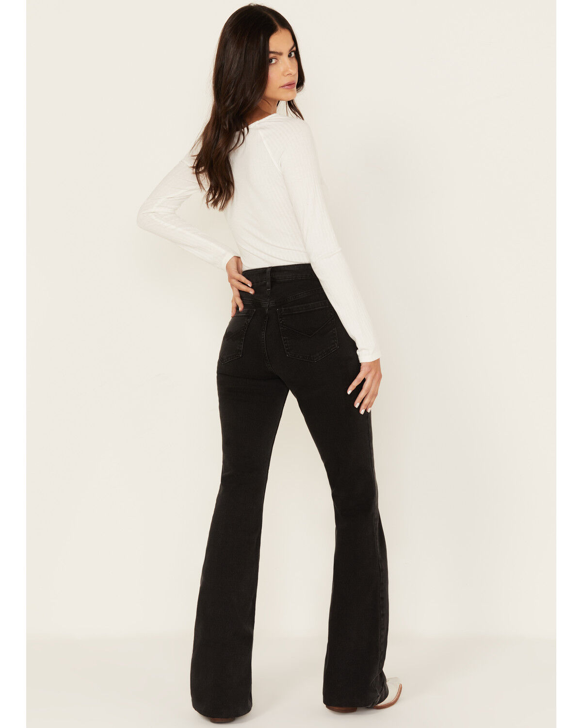 Image #3 - Idyllwind Women's West End Mid Rise Front Seam Rebel Flare Jeans, Black, hi-res
