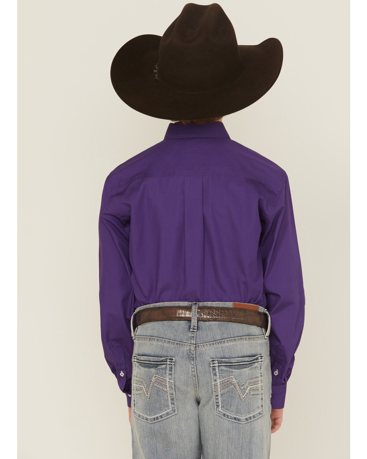 Image #4 - Cinch Boys' Solid Long Sleeve Button-Down Western Shirt, Purple, hi-res
