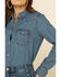 Image #3 - Wrangler Women's Medium Denim Snap Long Sleeve Western Shirt, Blue, hi-res