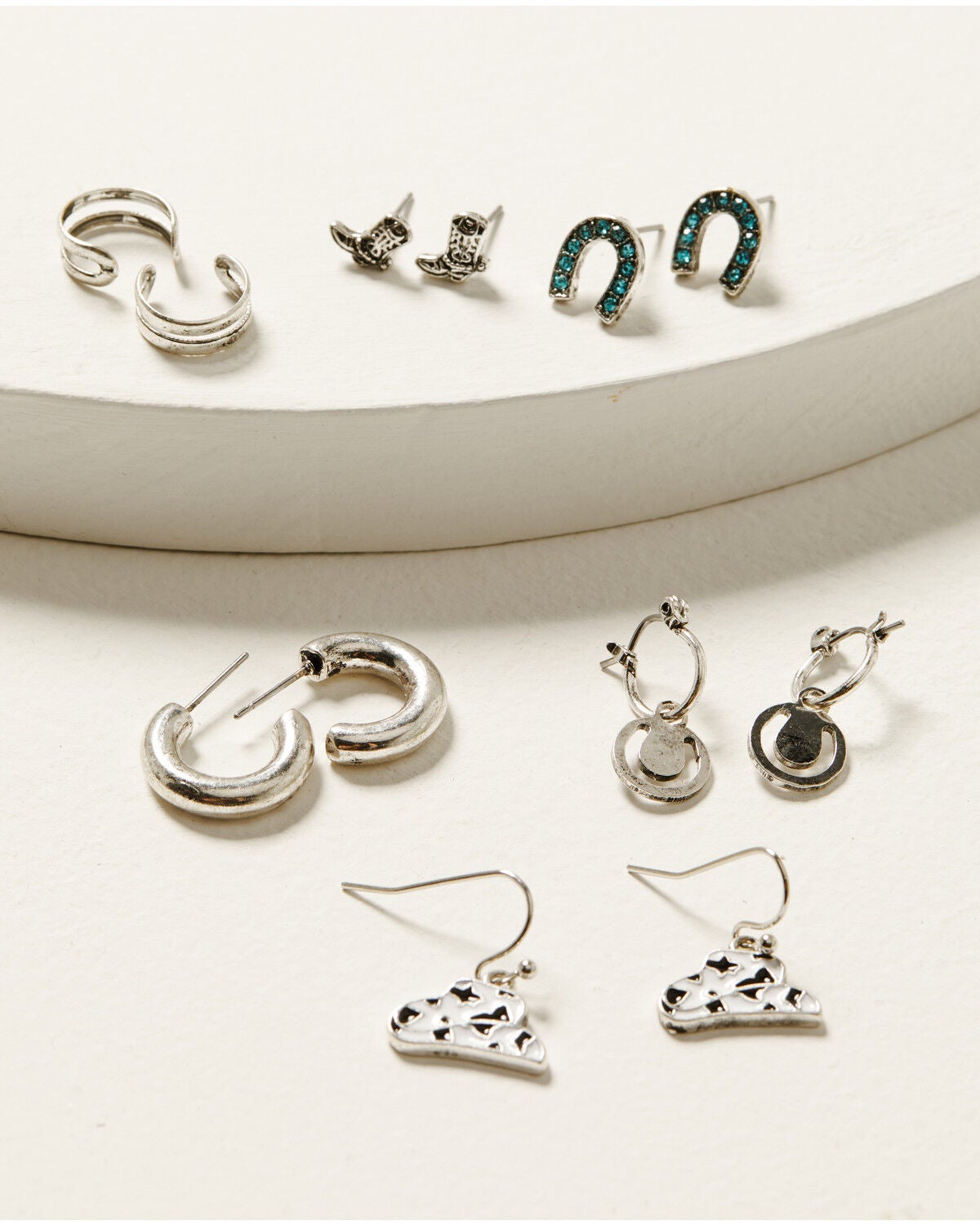 Shyanne Women's Urban Cowgirl Earring and Ear Cuff Set - 6 Piece, Silver, hi-res