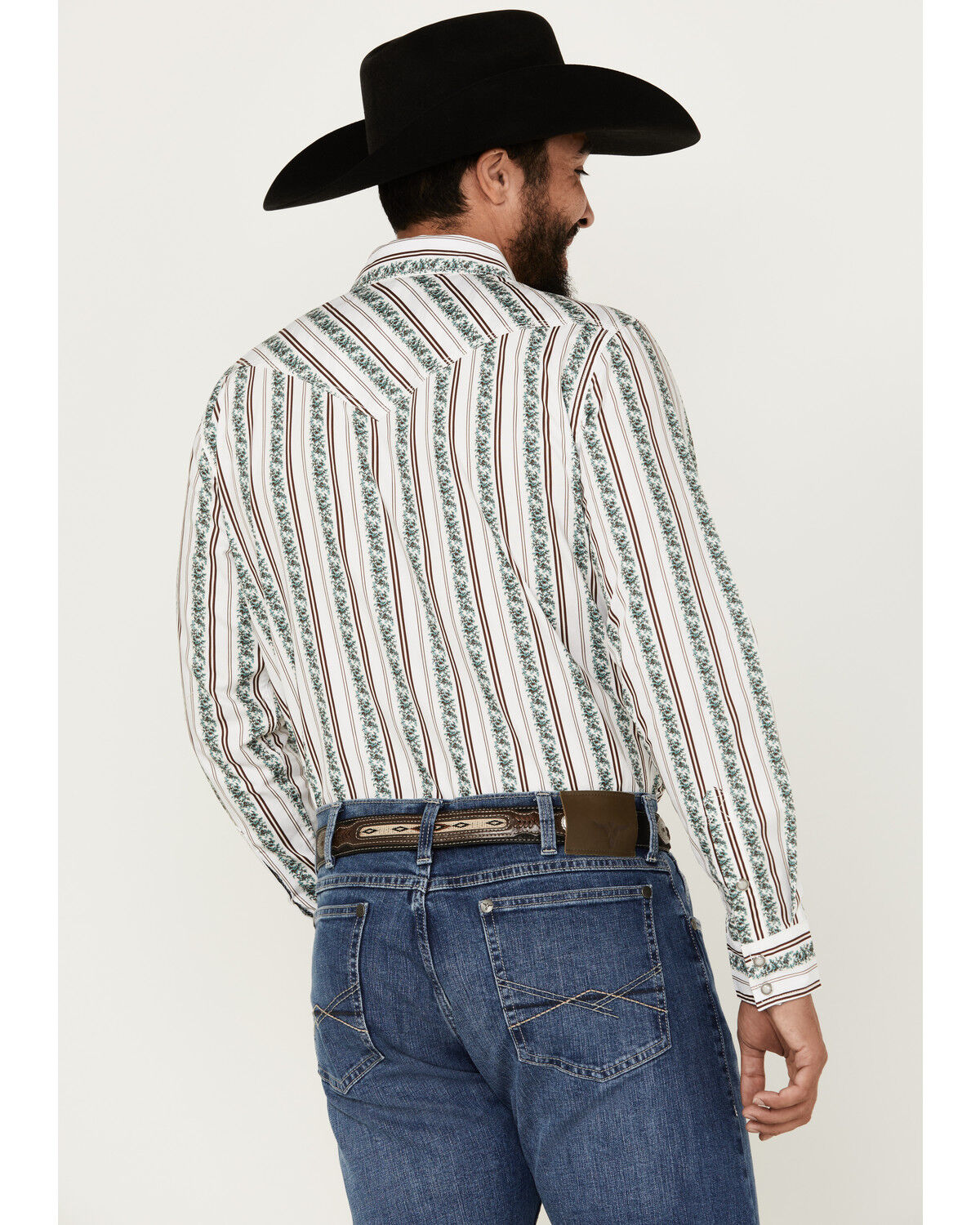 Image #4 - Moonshine Spirit Men's Manhattan Floral Striped Long Sleeve Snap Western Shirt, White, hi-res