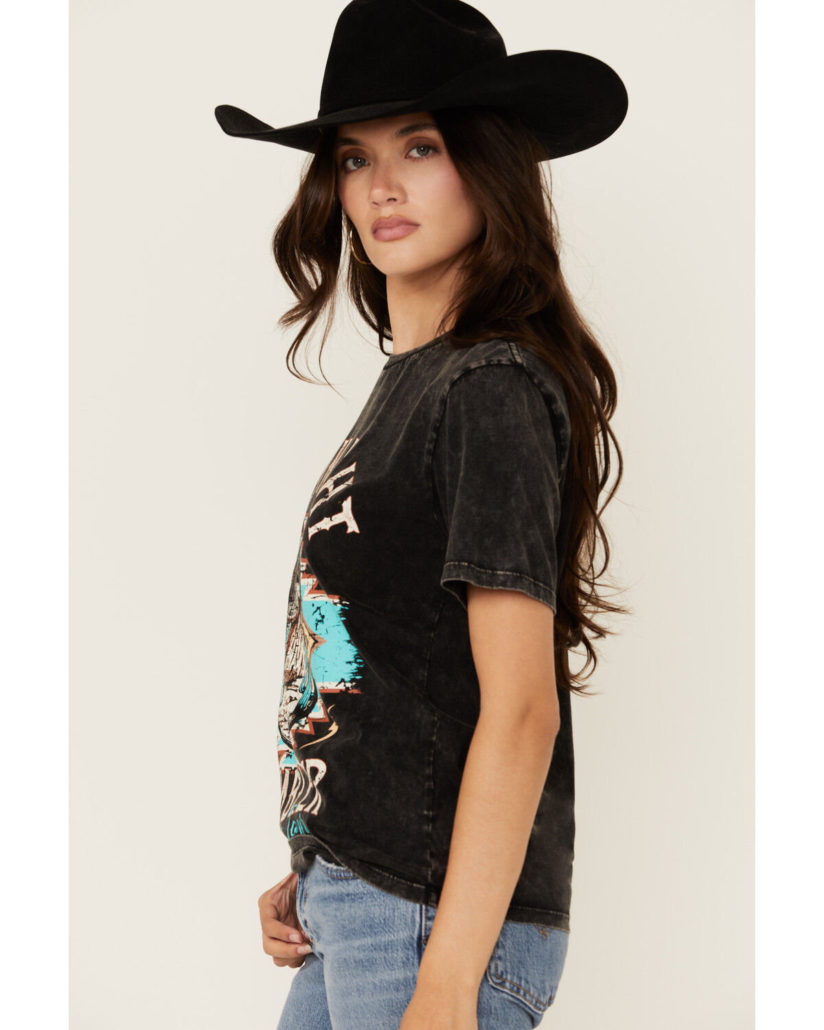 Image #2 - Rock & Roll Denim Women's Midnight Short Sleeve Graphic Tee, Black, hi-res