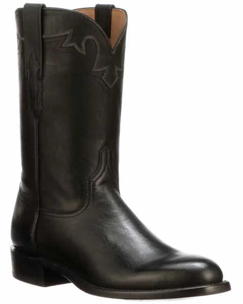 Lucchese Men's Black Sunset Roper Western Boots - Round Toe, Black, hi-res