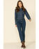 Wrangler Women's Dark Denim Washed Long Sleeve Western Shirt , Blue, hi-res