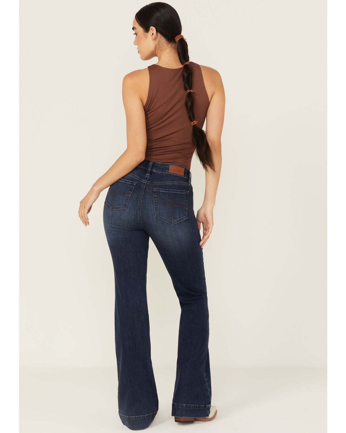 Image #3 - Shyanne Women's Joni Medium Wash High Rise Trouser Stretch Denim Jeans, Medium Wash, hi-res