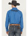 Image #4 - Wrangler Men's Plaid Print Logo Long Sleeve Snap Western Shirt, Blue, hi-res