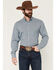 Image #1 - Cinch Men's Geo Print Long Sleeve Button-Down Stretch Western Shirt, Light Blue, hi-res