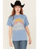 Image #1 - Cleo + Wolf Women's Support Your Local Farmer Short Sleeve Oversized Graphic Tee, Steel Blue, hi-res