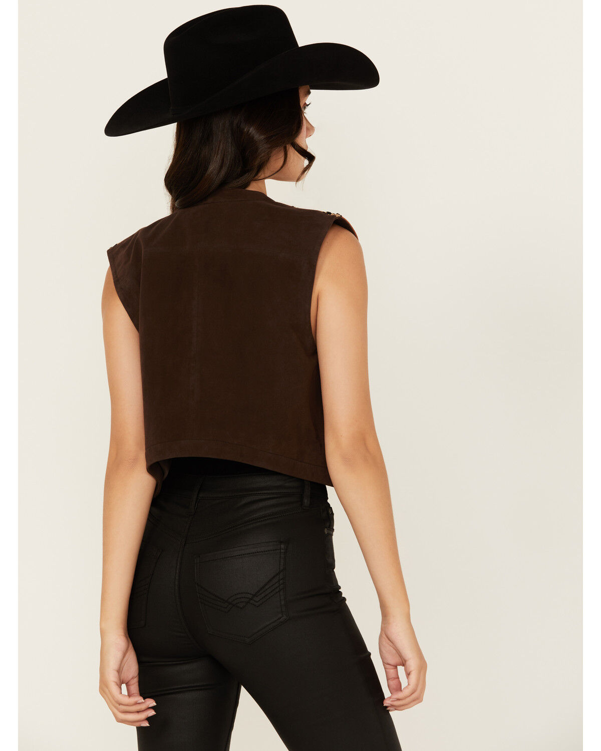 Image #4 - Scully Women's Geo Print Leather Vest, Brown, hi-res