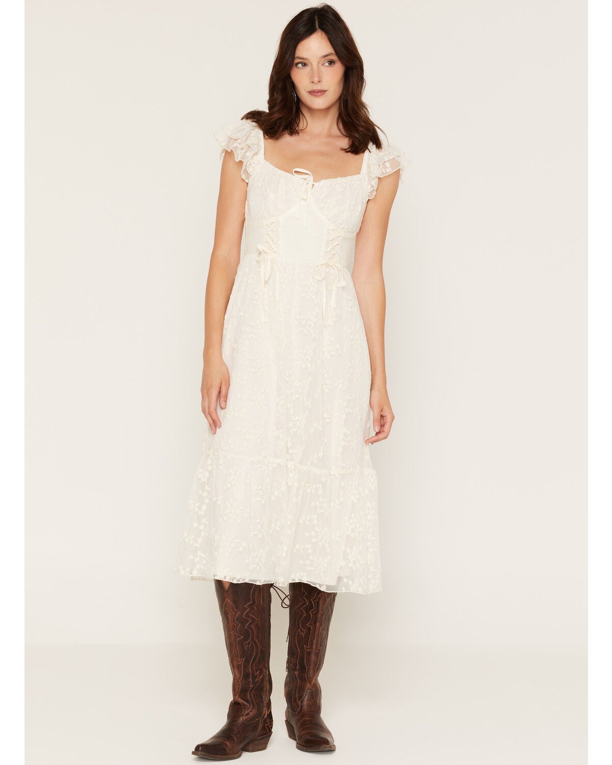 Ash & Violet Women's Corset Midi Dress, Ivory, hi-res