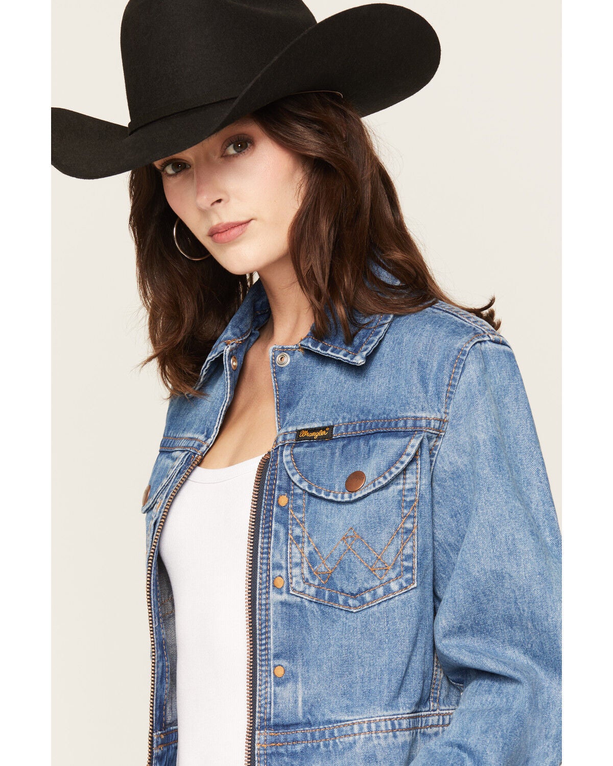 Image #2 - Wrangler Women's Cowboy Fade Denim Jacket, Light Wash, hi-res