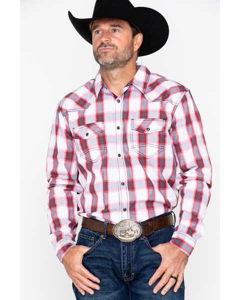 Image #3 - Cody James Men's Brooks Plaid Long Sleeve Western Shirt , White, hi-res