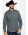 Wrangler 20X Men's Advanced Comfort Competition Navy Geo Print Long Sleeve Western Shirt , Navy, hi-res