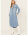 Image #1 - Wrangler Women's Medium Wash Long Sleeve Midi Shirt Denim Dress , , hi-res