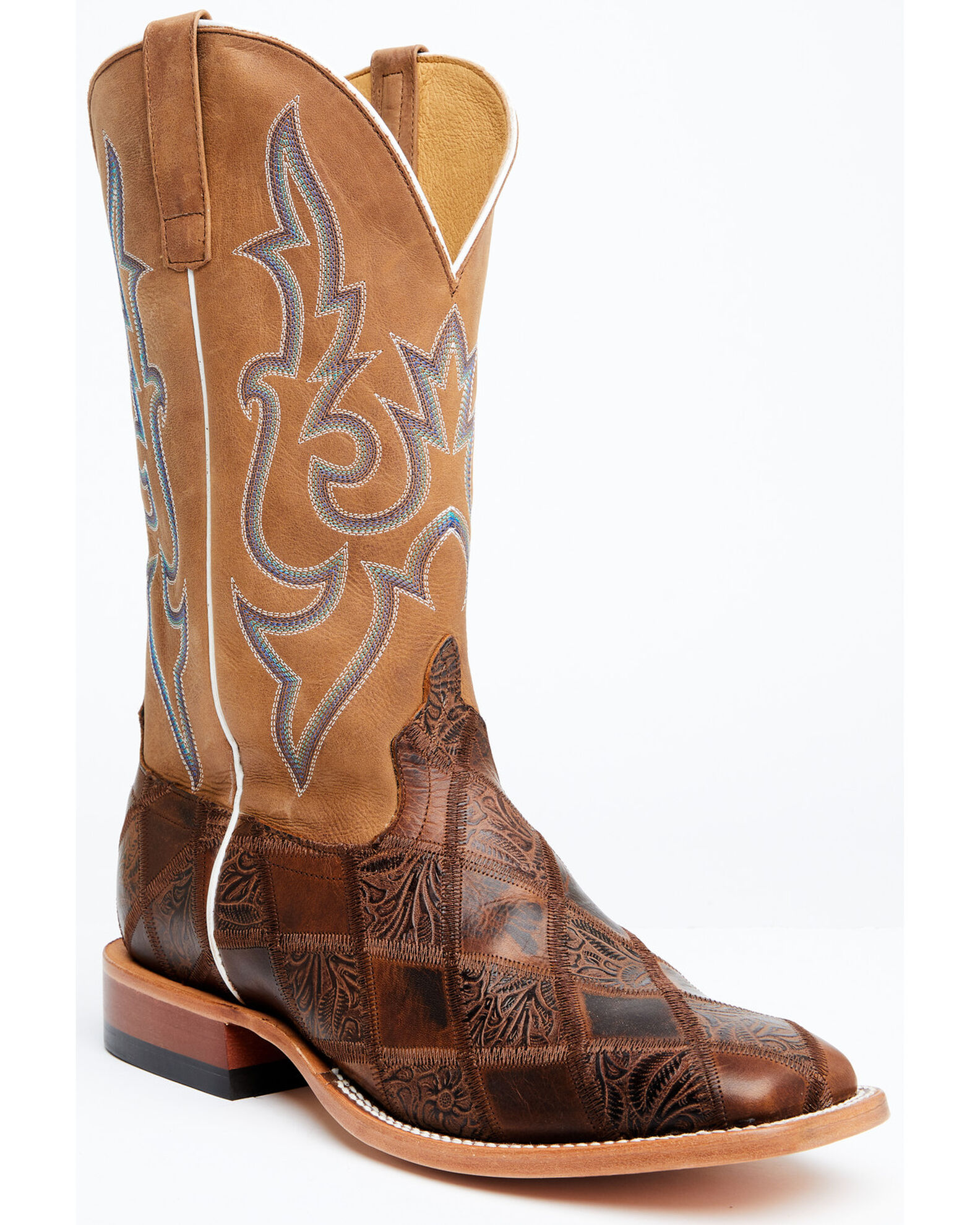 Horse Power Men s Patchwork Western Boots Broad Square Toe Country Outfitter