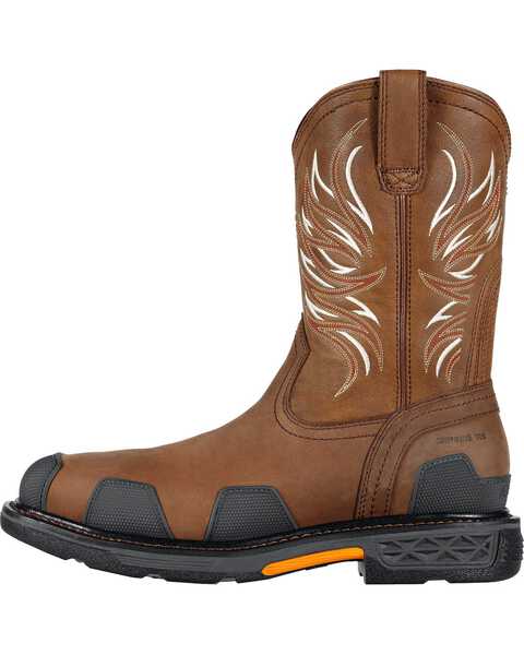 Ariat Men's Overdrive Pull On Work Boots - Composite Toe, Brown, hi-res
