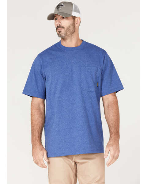 Hawx Men's Forge Solid Work Pocket T-Shirt - Tall , Blue, hi-res