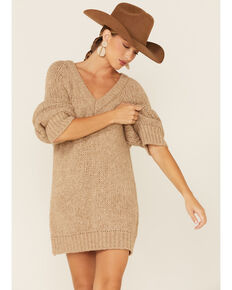 Sadie & Sage Women's Just The Vibes Pullover Dress , Oatmeal, hi-res