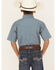 Roper Boys' Amarillo Geo Print Short Sleeve Western Button Down Shirt, Blue, hi-res