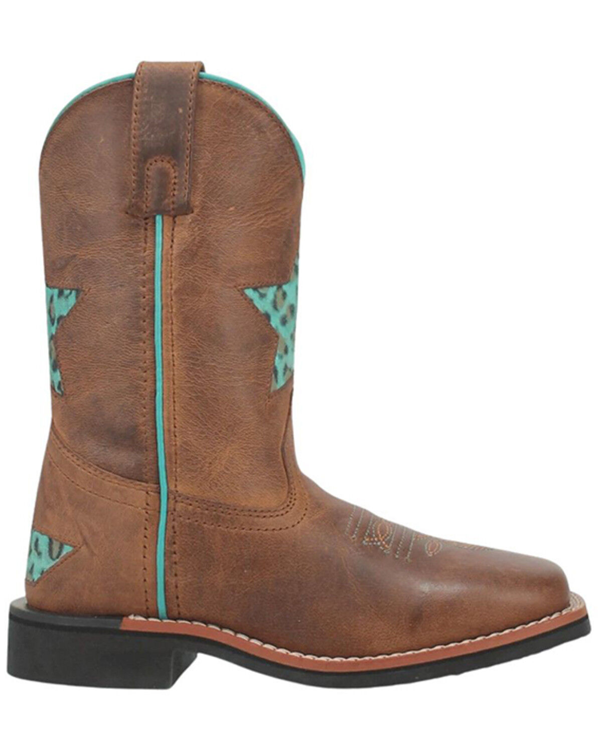 Image #2 - Dan Post Little Girls' Starr Western Boots - Broad Square Toe, Brown, hi-res