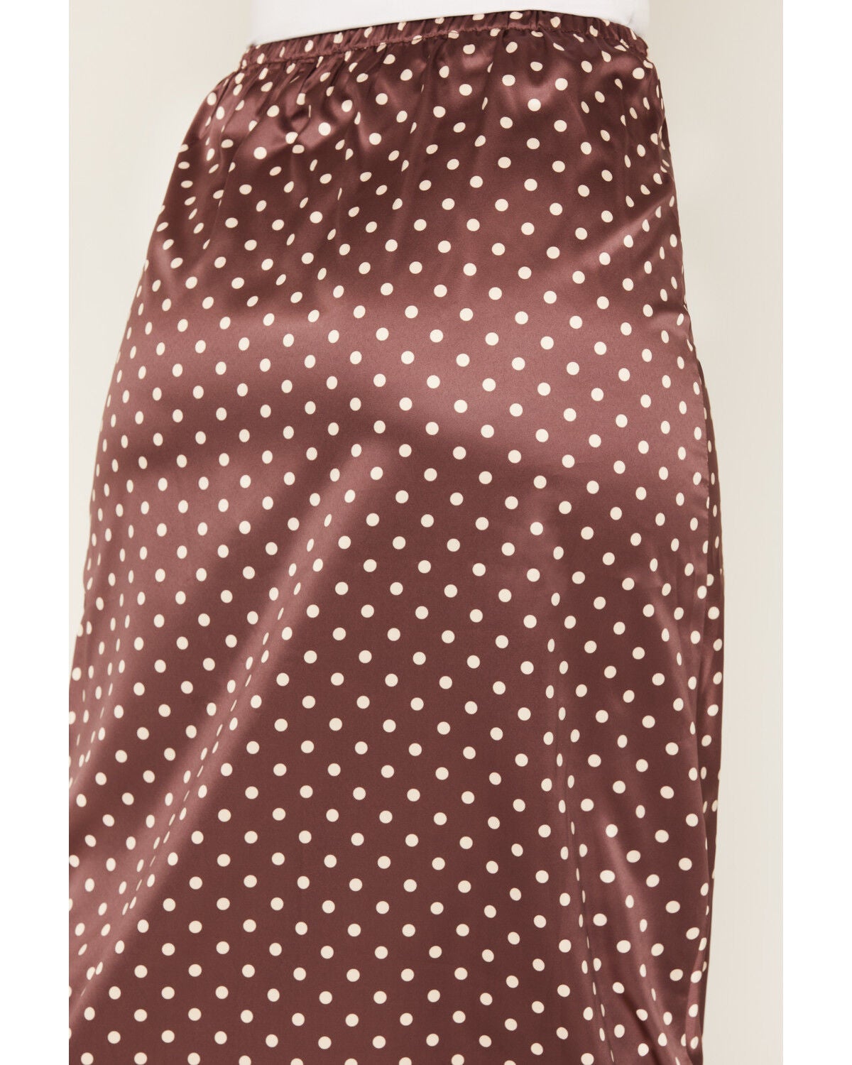Image #4 - By Together Women's Polka Dot Satin Midi Skirt, Chocolate, hi-res